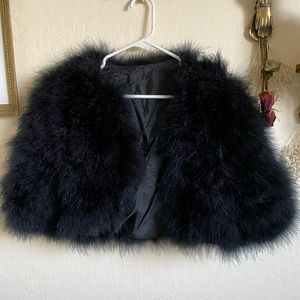 Vintage Marabou ostrich feather black crop jacket